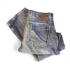 BKE Men's Jake Straight Blue Denim Jeans. 34 Long.